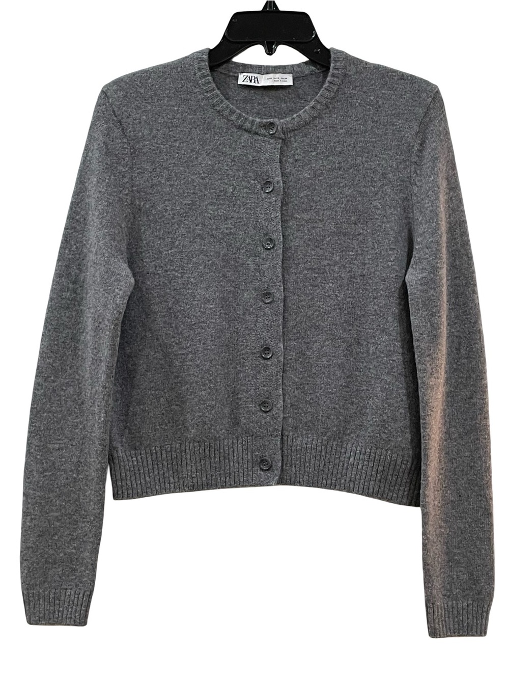 Gray Crewneck Cardigan Sweater, Zara, Size M